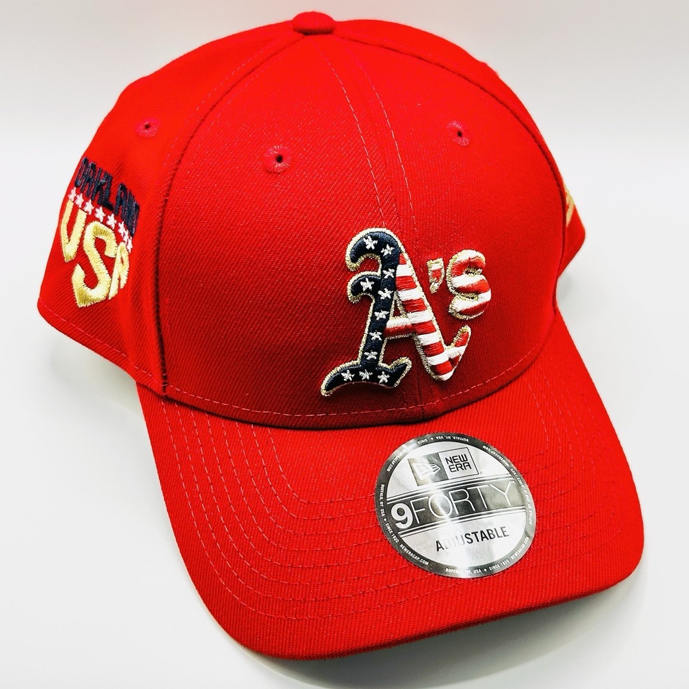Oakland Athletics New Era USA Flag 9FORTY Hat Cap Snapback Adjustable MLB Red
